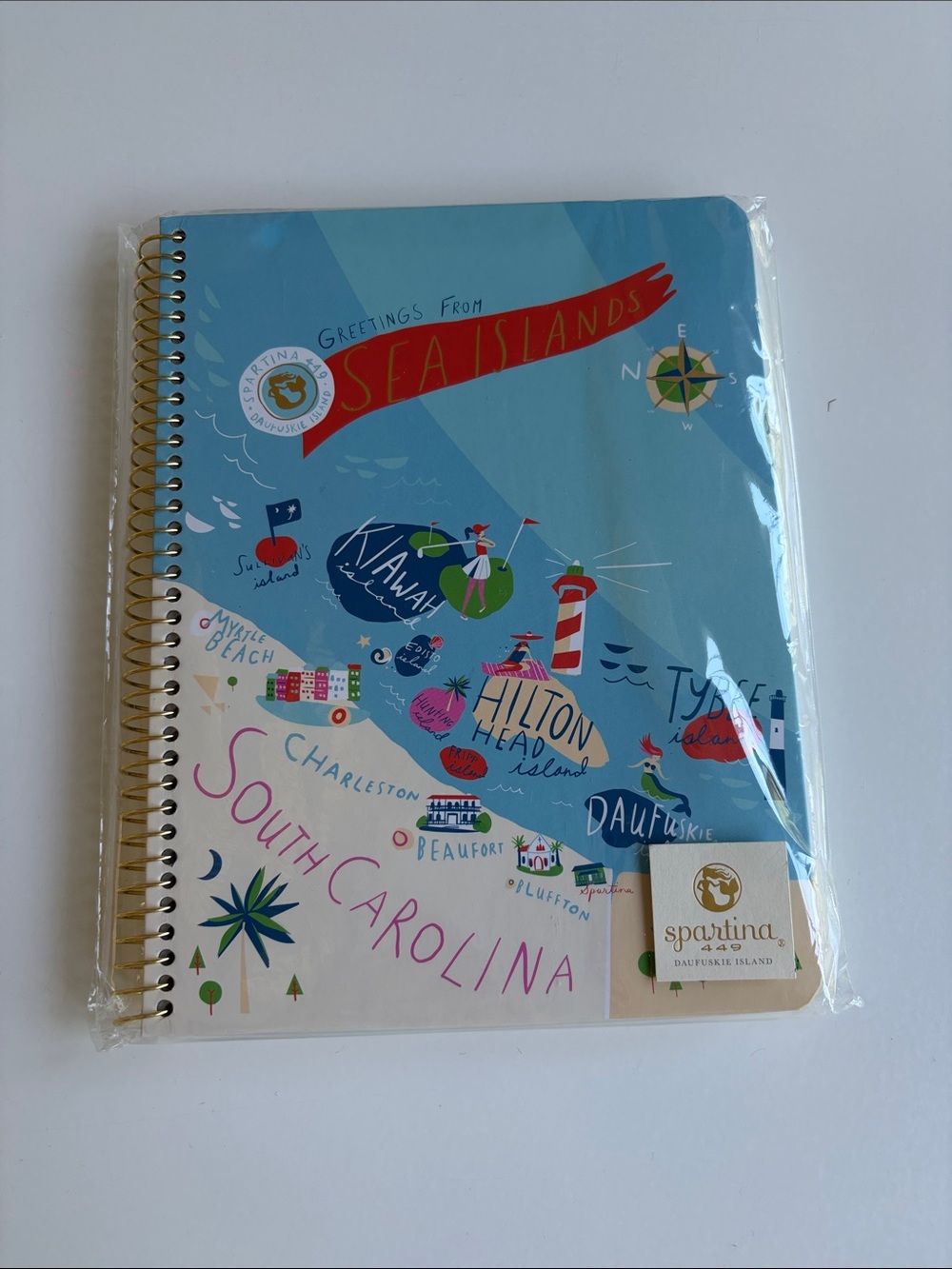 Spartina 449 Coastal South Carolina Spiral Notebook in Blue and Red Accents